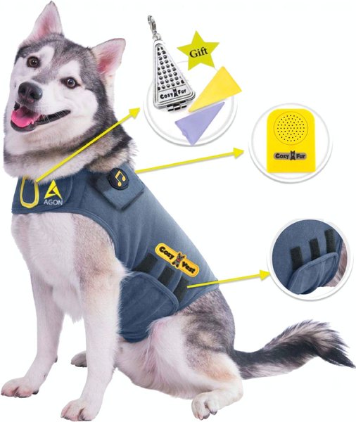 CozyVest 3-in-1 Anxiety Music & Essential Oil Aromatherapy Dog Calming Vest, Gray, Small slide 1 of 5