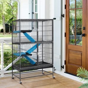 Yaheetech 2-Story Removable Ramp & Platform Small Pet Cage, 54-in, Black
