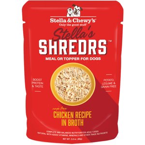 Stella & Chewy's Stella’s Shredrs Cage Free Chicken Recipe in Broth Adult Wet Dog Food, 2.8-oz pouch, case of 24