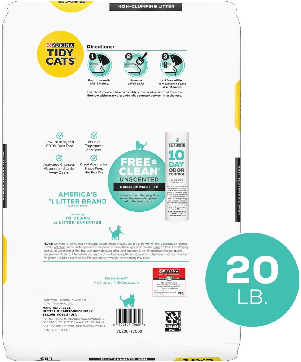 TIDY CATS Free & Clean NonClumping Unscented Cat Litter, 20lb bag