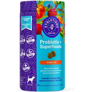 NaturVet Evolutions Probiotic + Superfoods Soft Chews Dog Supplement, 90 count