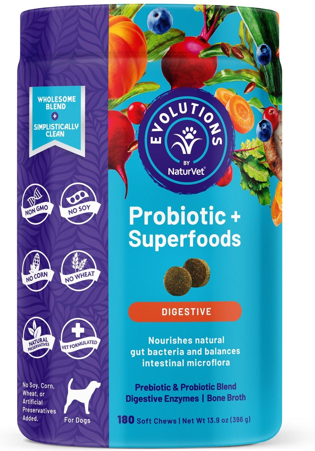 NATURVET Evolutions Probiotic + Superfoods Soft Chews Dog Supplement
