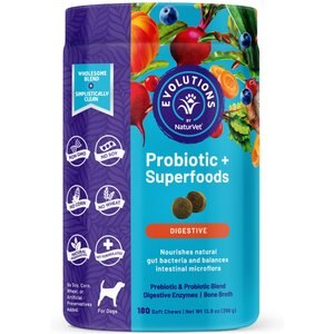 NaturVet Evolutions Probiotic + Superfoods Soft Chews Dog Supplement, 180 count