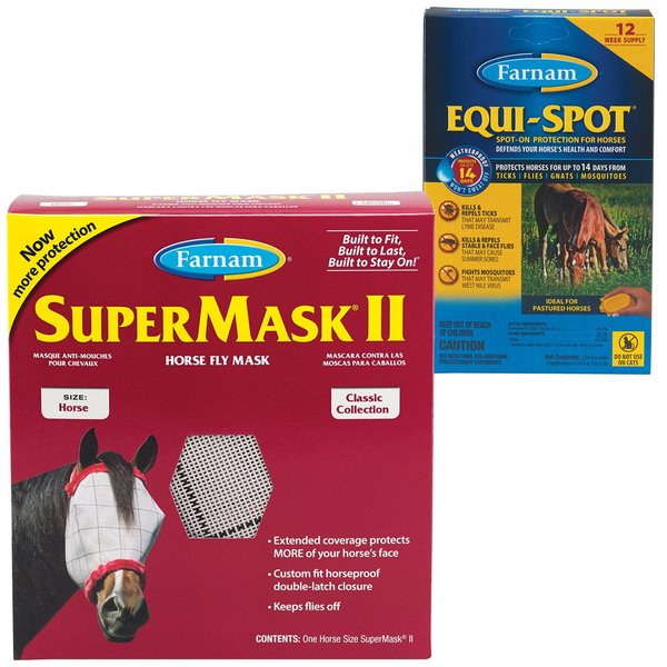 Farnam Equi-Spot Horse Spot-On Fly Control + SuperMask II Fly Mask Classic Collection slide 1 of 5