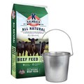 Indipets Heavy Duty Pail + Kalmbach Feeds 14% Stocker Grower Cattle Feed, 50-lb bag