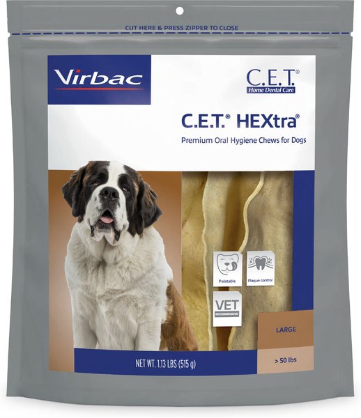 VIRBAC C.E.T. HEXtra Dental Chews for Dogs over 51 lbs 1.13 lb bag Chewy