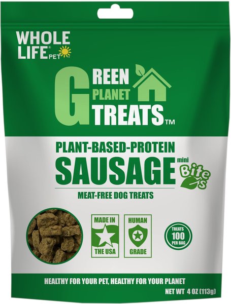 Whole Life Green Planet Plant-Based Sausage Mini Bites Dog Treats, 4-oz bag slide 1 of 4