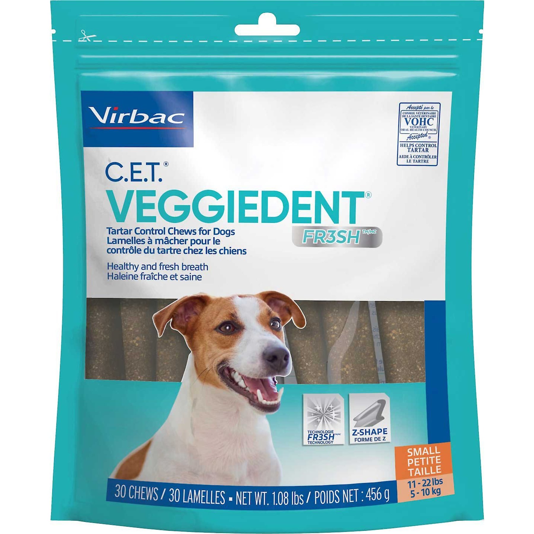 VETRADENT Veggie Small Adult Dog Dental Chew Treats, 30 count