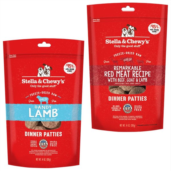 Stella & Chewy's Dandy Lamb + Remarkable Red Meat Recipe Dinner Patties Freeze-Dried Dog Food slide 1 of 9