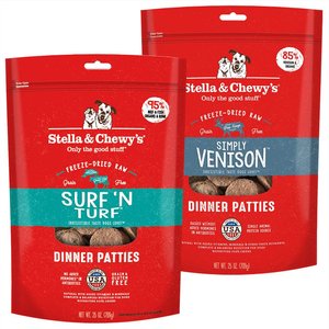 Stella & Chewy's Surf 'N Turf + Simply Venison Dinner Patties Freeze-Dried Dog Food
