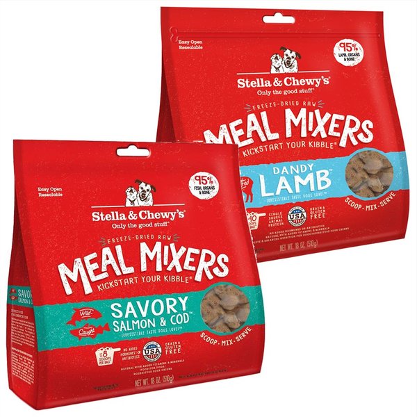 Stella & Chewy's Meal Mixers Savory Salmon & Cod + Dandy Lamb Freeze-Dried Dog Food Topper slide 1 of 7