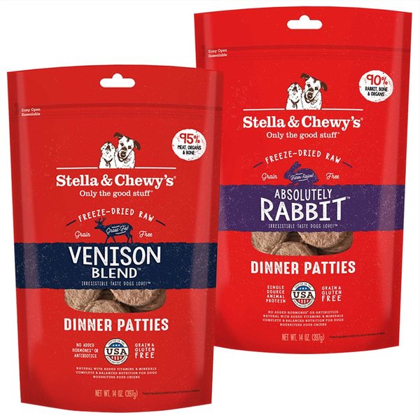 Stella & Chewy's Venison Blend + Absolutely Rabbit Dinner Patties Freeze-Dried Dog Food slide 1 of 9