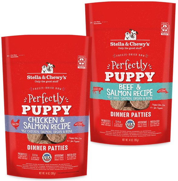 Stella & Chewy's Perfectly Puppy Chicken & Salmon + Beef & Salmon Dinner Patties Freeze-Dried Dog Food slide 1 of 5