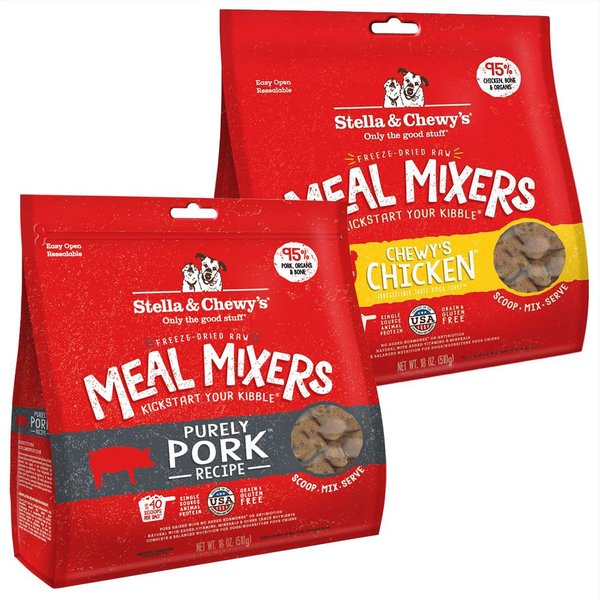 Stella & Chewy's Meal Mixers Purely Pork + Chewy's Chicken Freeze-Dried Dog Food Topper  slide 1 of 5