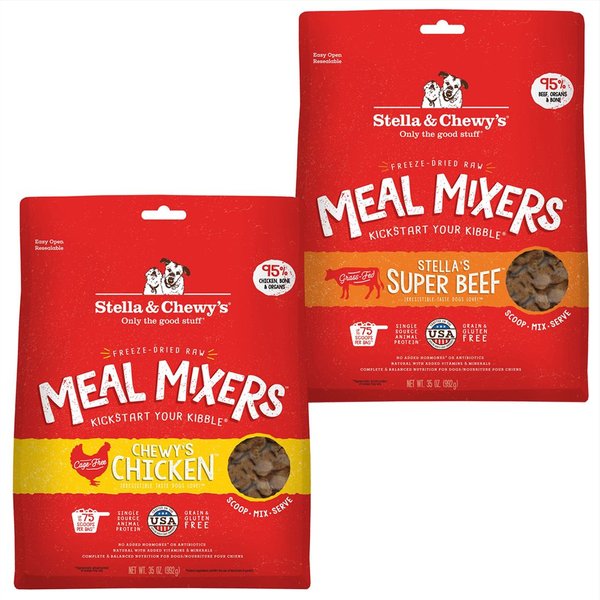 Stella & Chewy's Chewy's Chicken Meal Mixers + Stella's Super Beef Freeze-Dried Dog Food Topper slide 1 of 3