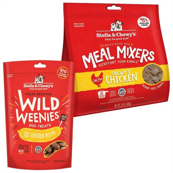 Stella & Chewy's Chicken Wild Weenies Treats + Chicken Meal Mixers Freeze-Dried Dog Food Topper  slide 1 of 8