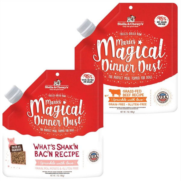 Stella & Chewy's Marie's Magical Dinner Dust What's Shak'n Bac'n + Beef Freeze-Dried Dog Food Topper slide 1 of 4