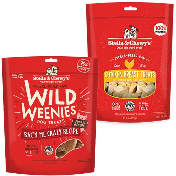 Stella & Chewy's Wild Weenies Bac'n Me Crazy + Chicken Breast Freeze-Dried Dog Treats slide 1 of 5