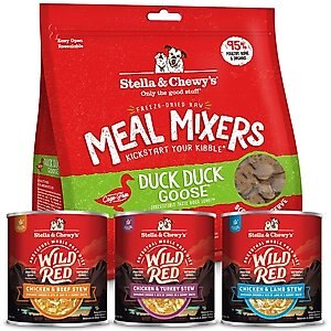 Stella & Chewy's Wild Red Variety Pack Wet Food + Duck Duck Goose Meal Mixers Freeze-Dried Dog Food Topper 