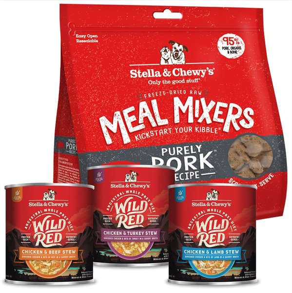 Stella & Chewy's Wild Red Variety Pack Wet Food + Meal Mixers Purely Pork Freeze-Dried Dog Food Topper  slide 1 of 4