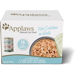 Applaws Fish Selection in Broth Variety Pack Wet Cat Food, 2.47-oz can, case of 16