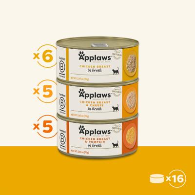 Show full view: Applaws Chicken Selection in Broth Variety Pack Wet Cat Food, 2.47-oz can, case of 16 slide 8 of 10