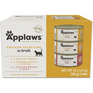 Applaws Chicken Selection in Broth Variety Pack Wet Cat Food, 5.5-oz can, case of 12