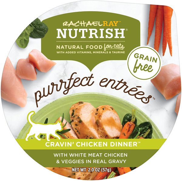 Rachael Ray Nutrish Purrfect Entrees Grain Free Cravin Chicken Dinner with White Meat Chicken Veggies in Real Gravy Wet Cat Food