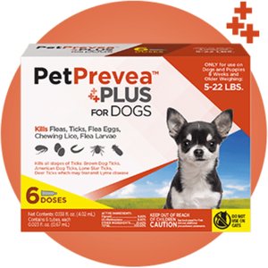 PetPrevea Plus Spot Treatment for Dogs, 5-22-lbs, 6 Doses (6-mos. supply)