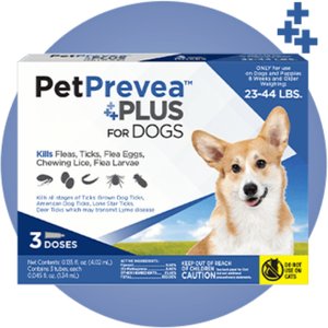 PetPrevea Plus Spot Treatment for Dogs, 23-44-lbs, 3 Doses (3-mos. supply)