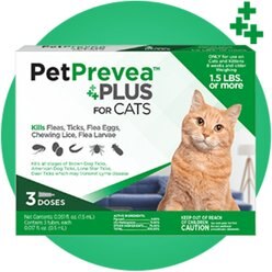 PetPrevea Plus Spot Treatment for Cats, 1.5-lbs +, 3 Doses (3-mos. supply)