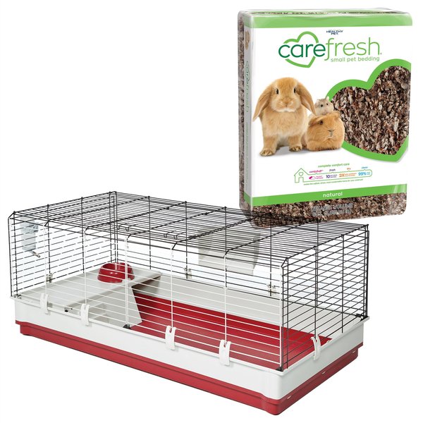 MidWest Wabbitat Deluxe Rabbit Home, 47.1-in + Carefresh Small Animal Bedding, Natural, 60-L slide 1 of 9