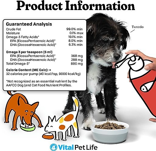 Vital Pet Life Wild Alaskan Fish Oil Skin & Coat Health Liquid Cat & Dog Supplement, 64-oz bottle
