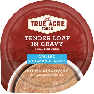 True Acre Foods Grilled Chicken Flavor Tender Loaf in Gravy, Wet Dog Food Cups, 3.5-oz, case of 12