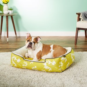 P.L.A.Y. Pet Lifestyle & You Bamboo Bolster Cat & Dog Bed w/Removable Cover, Mustard, Medium
