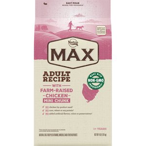 Nutro Max Mini Chunks Adult Farm-Raised Chicken Recipe Natural Dry Dog Food, 4-lb bag