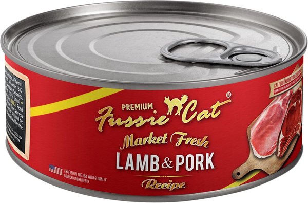 Fussie Cat Market Fresh Lamb & Pork Wet Cat Food, 5.5-oz can, case of 24 slide 1 of 3