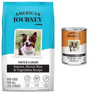 American Journey Active Life Formula Turkey & Garden Vegetables Recipe Canned Food + Salmon, Brown Rice & Vegetables Recipe Dry Dog Food