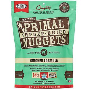 Primal Chicken Formula Nuggets Grain-Free Raw Freeze-Dried Dog Food, 14-oz bag, bundle of 2