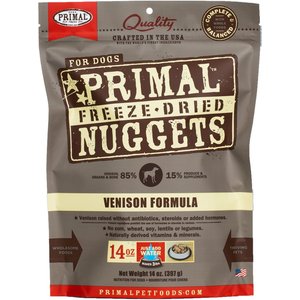 Primal Venison Nuggets Grain-Free Raw Freeze-Dried Dog Food, 14-oz bag, bundle of 2
