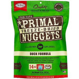 Primal Duck Formula Nuggets Grain-Free Raw Freeze-Dried Cat Food, 14-oz bag, bundle of 2