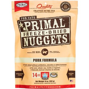 Primal Pork Formula Nuggets Grain-Free Raw Freeze-Dried Cat Food, 14-oz bag, bundle of 2