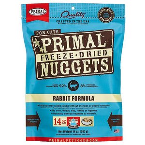 Primal Rabbit Formula Nuggets Grain-Free Raw Freeze-Dried Cat Food, 14-oz bag, bundle of 2