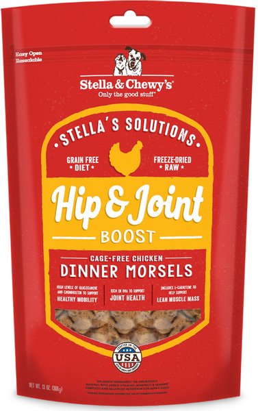 Stella & Chewy's Stella's Solutions Hip & Joint Boost Freeze-Dried Raw Cage-Free Chicken Dinner Morsels Dog Food, 13-oz bag, bundle of 2 slide 1 of 2