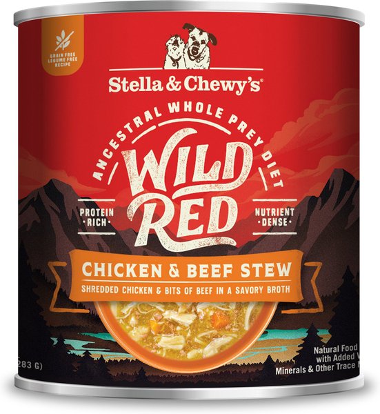 Stella & Chewy's Wild Red Grain-Free Chicken & Beef Stew Wet Dog Food, 10-oz can, case of 6, bundle of 2 slide 1 of 5