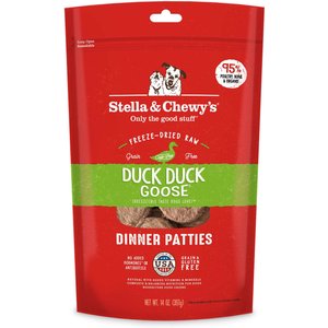 Stella & Chewy's Duck Duck Goose Dinner Patties Freeze-Dried Raw Dog Food, 14-oz bag, bundle of 2