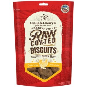 Stella & Chewy's Raw Coated Biscuits Cage-Free Chicken Recipe Freeze-Dried Grain-Free Dog Treats, 9-oz bag, bundle of 2