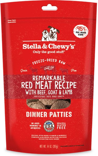 Stella & Chewy's Remarkable Red Meat Recipe Dinner Patties Freeze-Dried Raw Dog Food, 14-oz bag, bundle of 2 slide 1 of 10