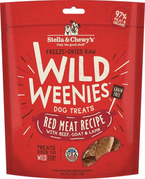 Stella & Chewy's Red Meat Wild Weenies Freeze-Dried Raw Dog Treats, 3.25-oz bag, bundle of 2 slide 1 of 7