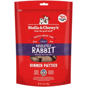 Stella & Chewy's Absolutely Rabbit Dinner Patties Freeze-Dried Raw Dog Food, 25-oz bag, bundle of 2